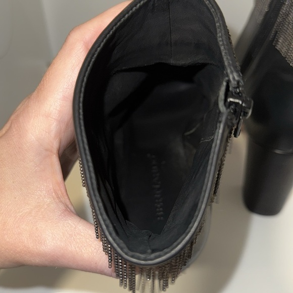 Bernardo Honour Ankle Boot w Metal Fringe Black Leather Bootie Women’s 7.5 - Picture 10 of 14